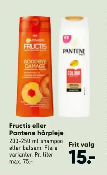 Bilka Fructis eller Pantene hårpleje tilbud