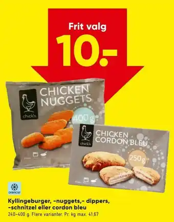 Bilka Kyllingeburger, -nuggets,- dippers, -schnitzel eller cordon bleu tilbud