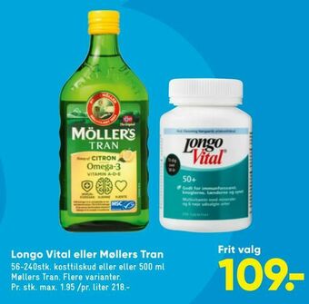 Bilka Longo Vital eller Møllers Tran tilbud