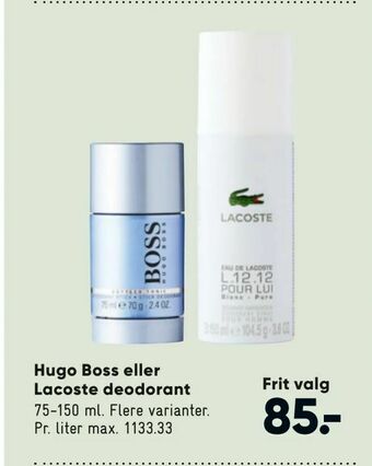 Bilka Hugo Boss eller Lacoste deodorant tilbud