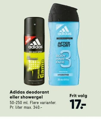 Bilka Adidas deodorant eller showergel tilbud
