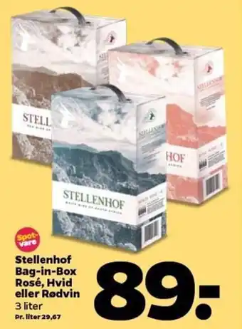 Netto Stellenhof Bag-in-Box Rose, Hvid eller Rødvin 3 Liter tilbud