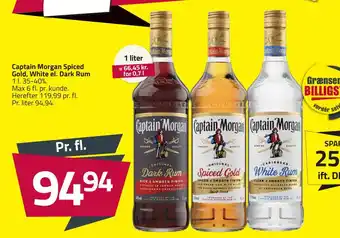 Fleggaard Captain morgan spiced gold, white el. dark rum tilbud