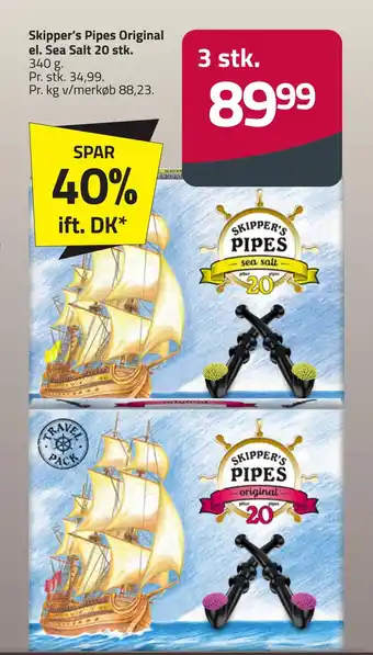 Fleggaard Skipper's pipes original el. sea salt 20 stk tilbud