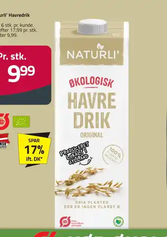 Fleggaard Naturli' havredrik tilbud