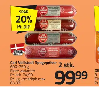 Carl vollstedt spegepølser