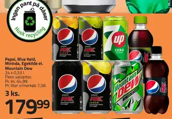 Fleggaard Pepsi, blue keld, mirinda, egekilde el. mountain dew tilbud