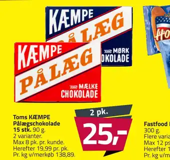 Fleggaard Toms kæmpe pålægschokolade tilbud