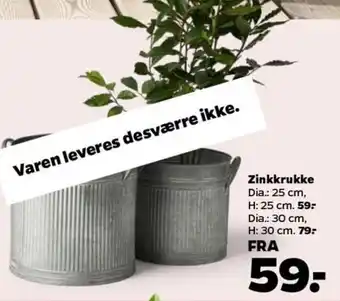 Zinkkrukke Dia.: 25 cm
