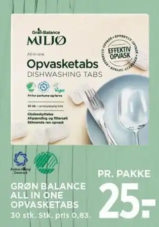 MENY Grøn balance all in one opvasketabs tilbud