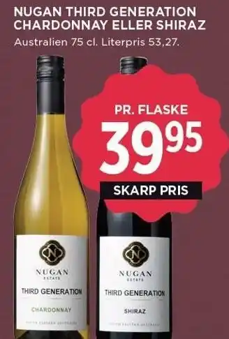 MENY Nugan third generation chardonnay eller shiraz tilbud