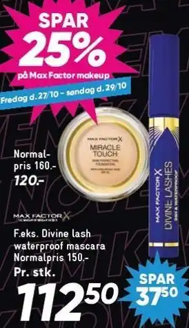 Bilka Spar 25% på max factor makeup tilbud