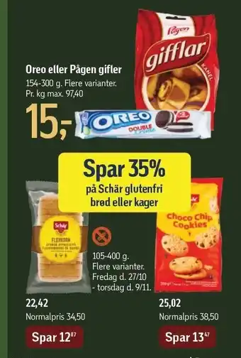 Føtex Spar 35% på schär glutenfri brød eller kager tilbud
