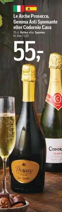 Føtex Le arche prosecco, gemma asti spumante eller codorniu cava tilbud