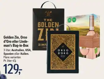 Føtex Golden zin, orso d'oro eller lindeman's bag-in-box tilbud