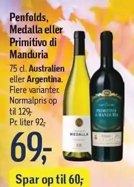 Føtex Penfolds, medalla eller primitivo di manduria tilbud