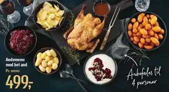 Andemenu med hel and pr. menu