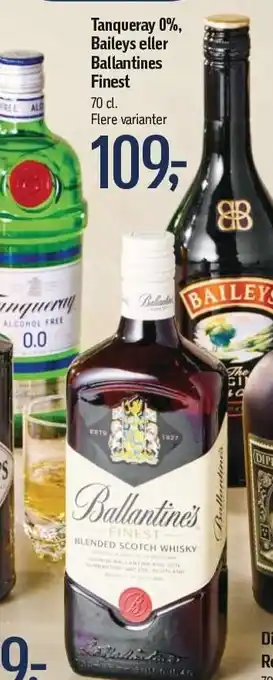 Føtex Tanqueray 0%, baileys eller ballantines finest tilbud