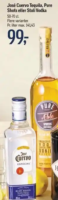 Føtex José cuervo tequila, pure shots eller stoli vodka tilbud