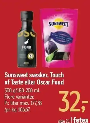 Føtex Sunsweet svesker, touch of taste eller oscar fond tilbud