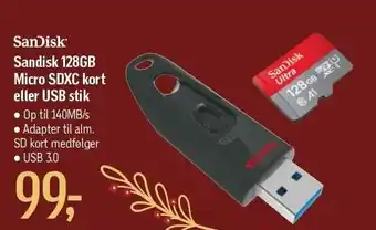 Føtex Sandisk 128gb micro sdxc kort eller usb stik tilbud