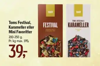 Føtex Toms festival, karameller eller mini favoritter tilbud