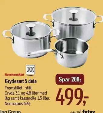 Føtex Kitchenaid grydesæt 5 dele tilbud