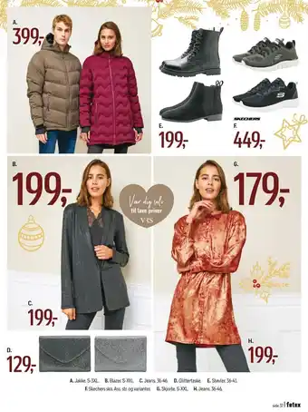 Føtex Jakke, blazer, jeans, glittertaske, støvler, skechers sko eller skjorte tilbud