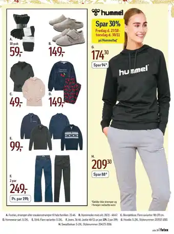 Føtex Footies, strømper, sneakerstrømper, hjemmesko, blondebluse, homewear, strik, jeans, hoodie eller sweatbukser tilbud