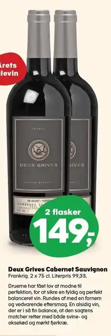 SuperBrugsen Deux grives cabernet sauvignon - 2 flasker tilbud