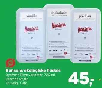 SuperBrugsen Hansens økologiske flødeis tilbud