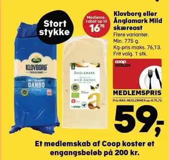SuperBrugsen Klovborg el. ånglamark mild skæreost tilbud