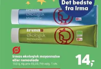 SuperBrugsen Irmas økologisk mayonnaise eller remoulade tilbud