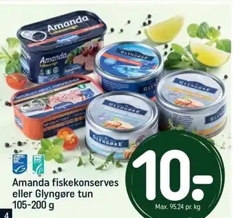 REMA 1000 Amanda fiskekonserves eller glyngøre tun tilbud