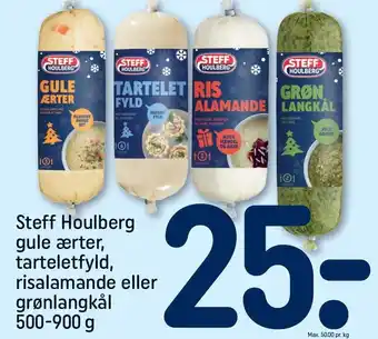 REMA 1000 Steff houlberg gule ærter, tarteletfyld, risalamande eller grønlangkål tilbud