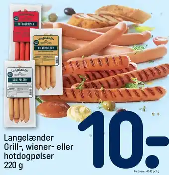 REMA 1000 Langelænder grill-, wiener- eller hotdogpølser tilbud