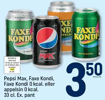 REMA 1000 Pepsi max, faxe kondi, faxe kondi 0 kcal eller appelsin 0 kcal tilbud