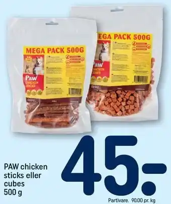 Paw chicken sticks eller cubes