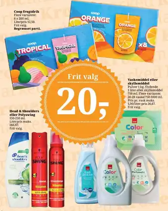 Dagli'Brugsen Coop frugtdrik, head & shoulders eller polyswing, vaskemiddel eller skyllemiddel tilbud