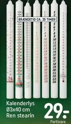 REMA 1000 Kalenderlys ø3x40 cm ren stearin tilbud