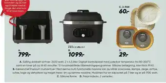 Salling dobbelt airfryer, køkkenchef premium multiairfryer, silikone forme eller papirindsats