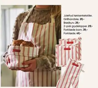 Bilka Grillhandske, brødkurv, grydelapper, forklæde barn el. forklæde tilbud