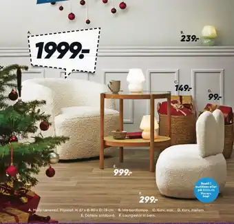 Bilka Molly lænestol, ida bordlampe, kurv, dolleris sofabord eller loungestol til børn tilbud