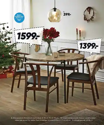 Bilka Elva spisebord, dolleris spisebordsstol eller alfa glaspendel tilbud