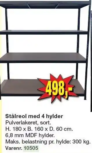 Harald Nyborg Stålreol med 4 hylder tilbud