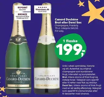 Kvickly Canard duchêne brut eller demi sec tilbud