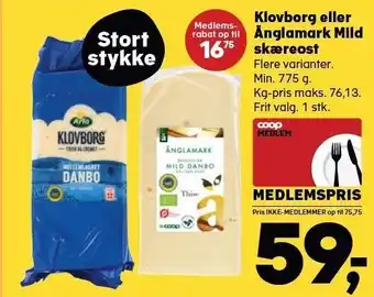 Kvickly Klovborg eller änglamark mild skæreost tilbud