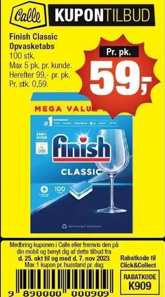 Calle Finish classic opvasketabs tilbud