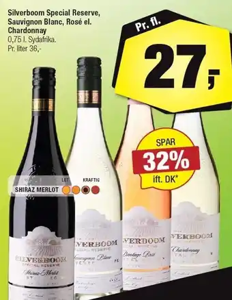Silverboom special reserve, sauvignon blanc, rosé el. chardonnay