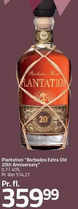 Fleggaard Plantation ´´barbados extra old 20th anniversary´´ tilbud